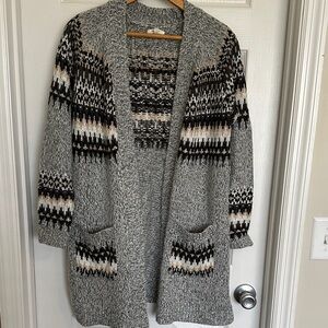 Maurices Black and Cream Patterned Cardigan